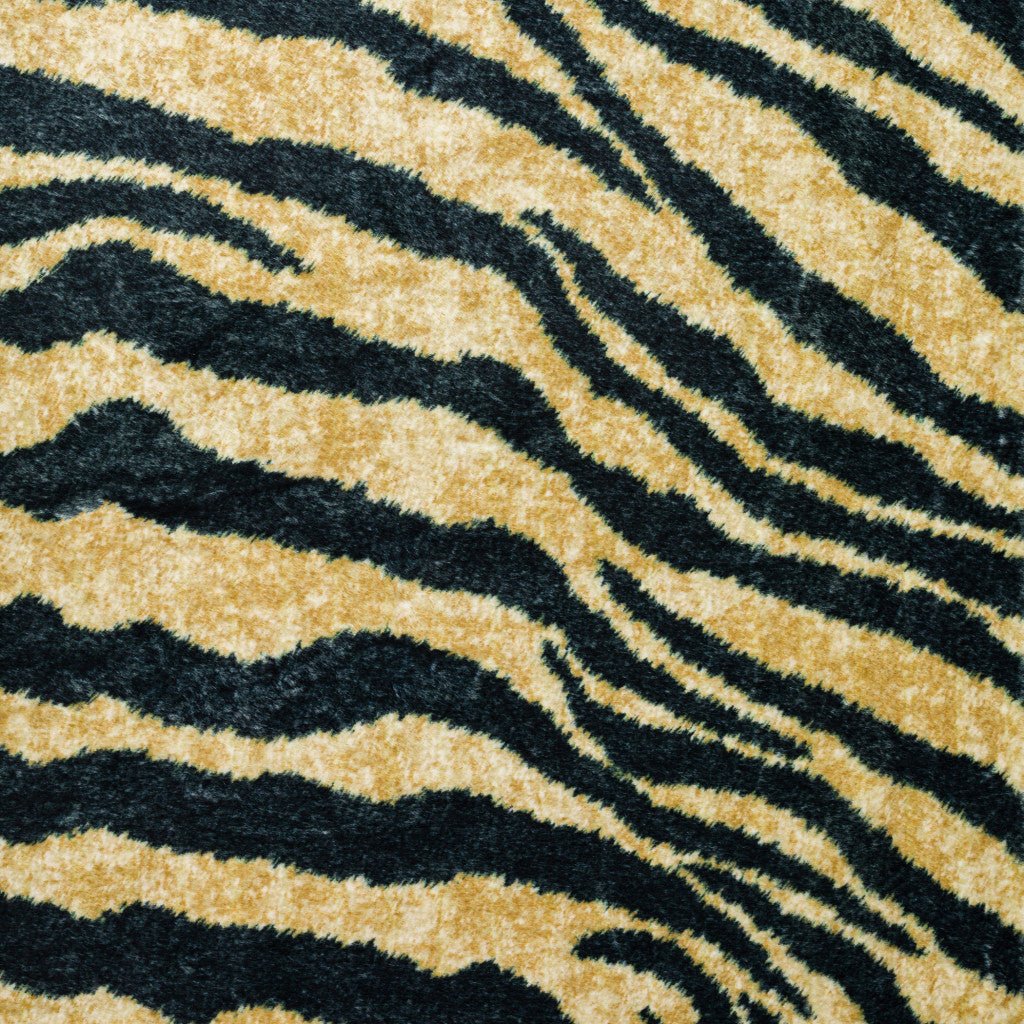 8 X 10 Black and Gold Animal Print Shag Handmade Non Skid Area Rug Image 10