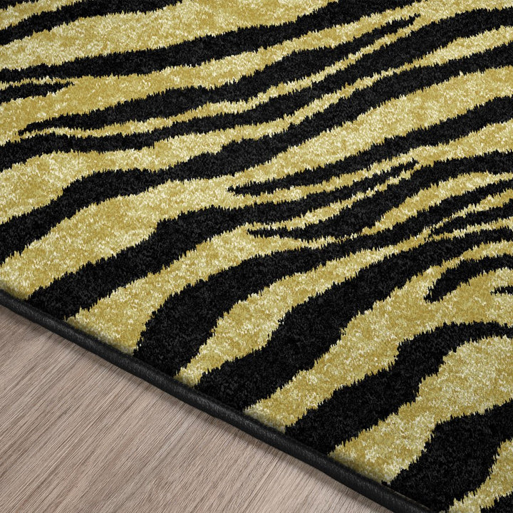 8 X 10 Black and Gold Animal Print Shag Handmade Non Skid Area Rug Image 11