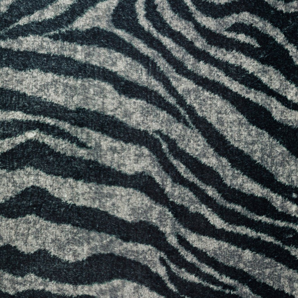 8 X 10 Black and Gray Zebra Print Shag Handmade Non Skid Area Rug Image 10