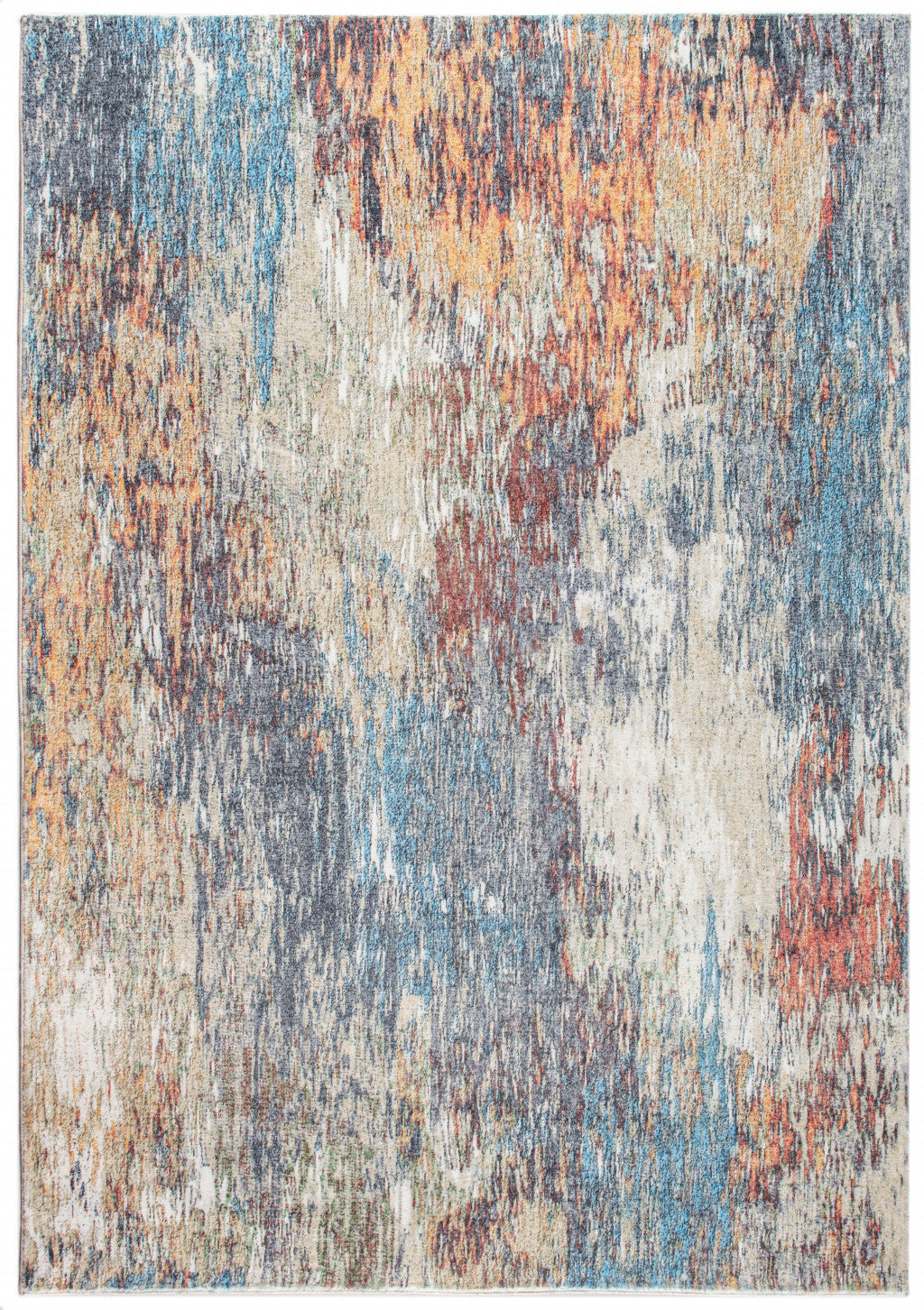 8 x 10 Blue and Beige Abstract Area Rug Image 1