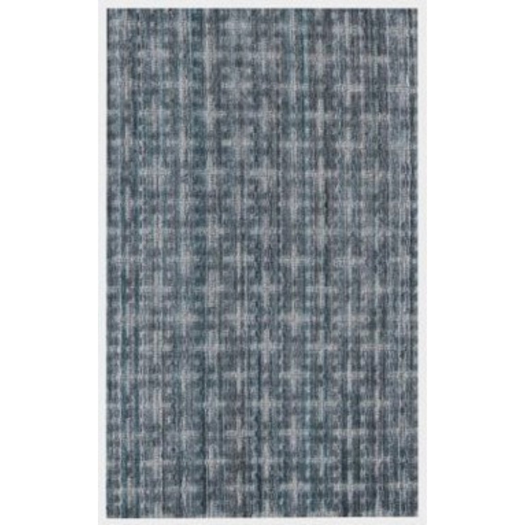 8 X 10 Blue And And Charcoal Hand Loomed Area Rug Image 1