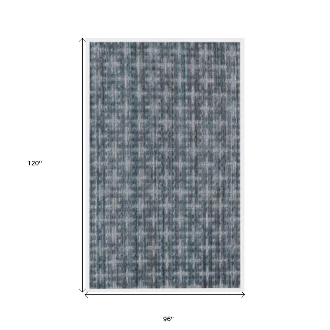 8 X 10 Blue And And Charcoal Hand Loomed Area Rug Image 5