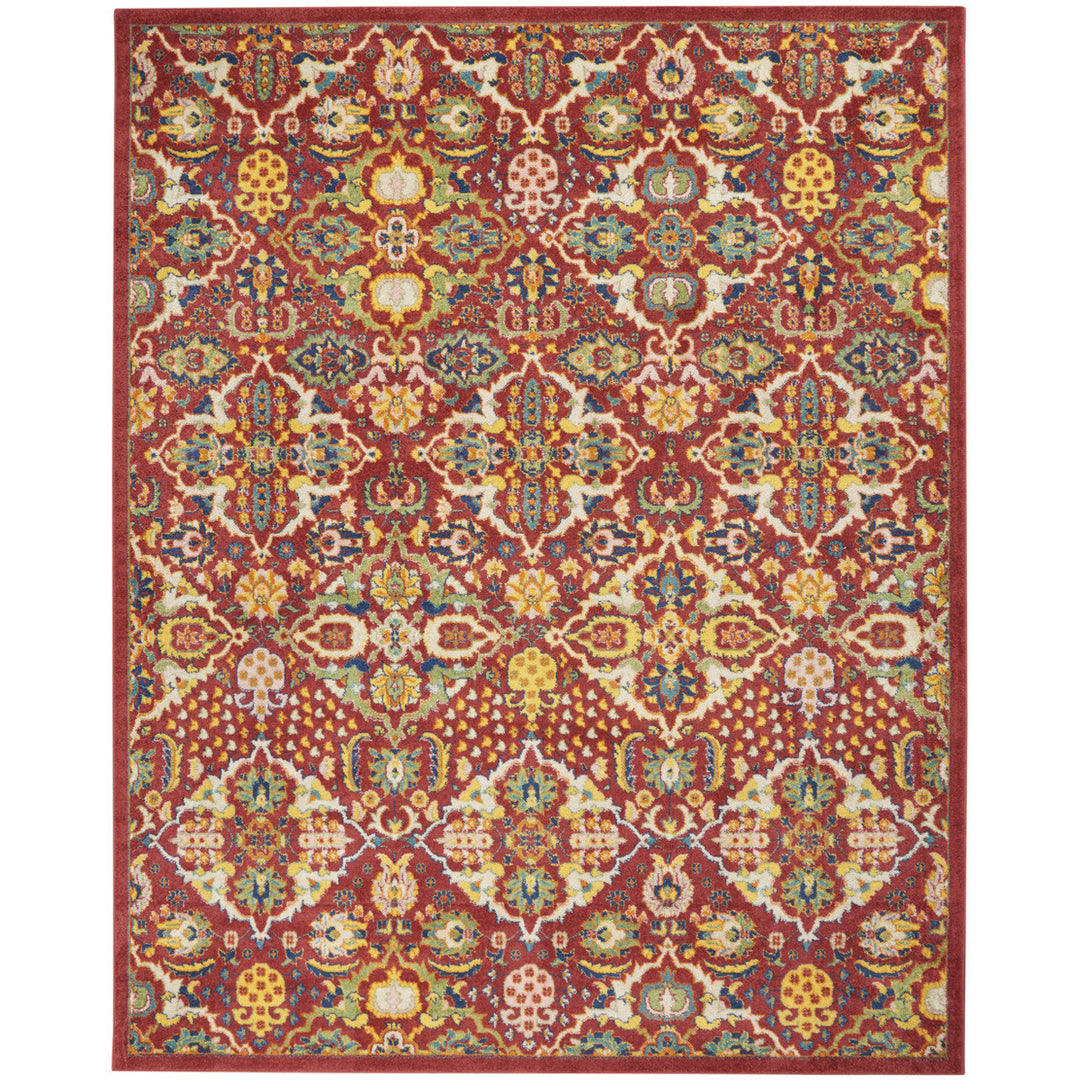 8 X 10 Red Floral Power Loom Area Rug Image 1