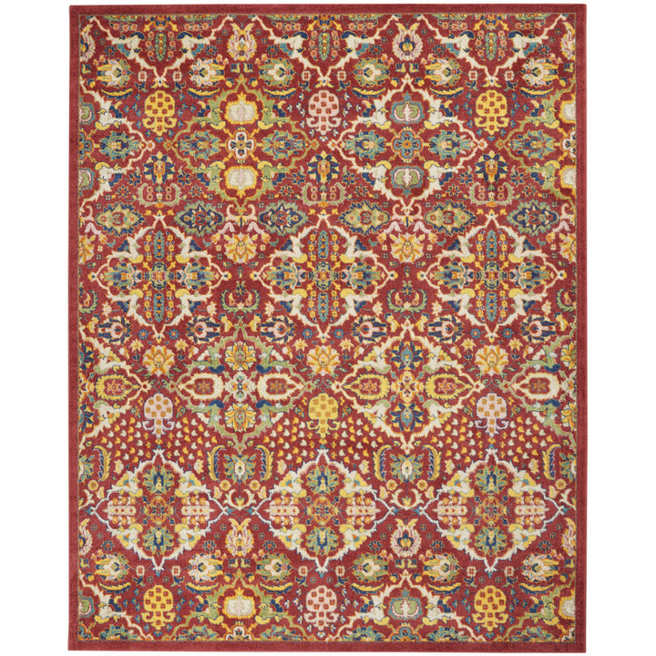 8 X 10 Red Floral Power Loom Area Rug Image 1