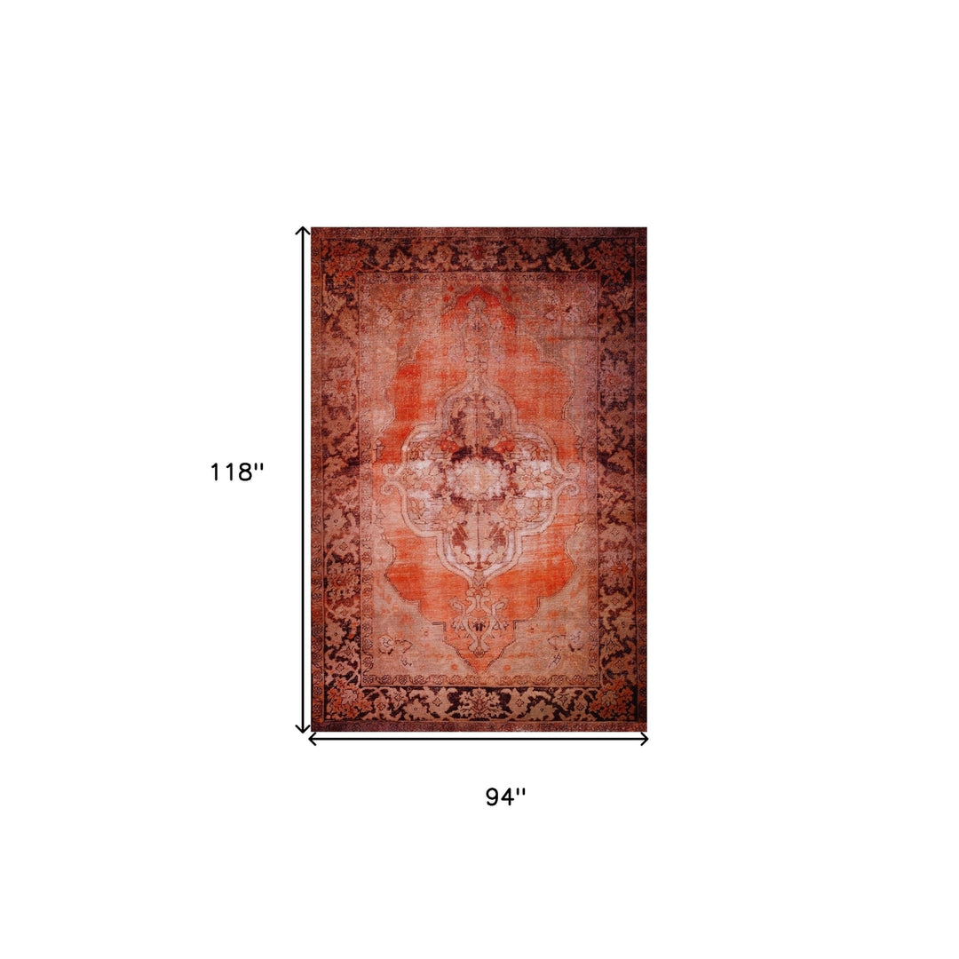 8 X 10 Red Oriental Distressed Non Skid Area Rug Image 7