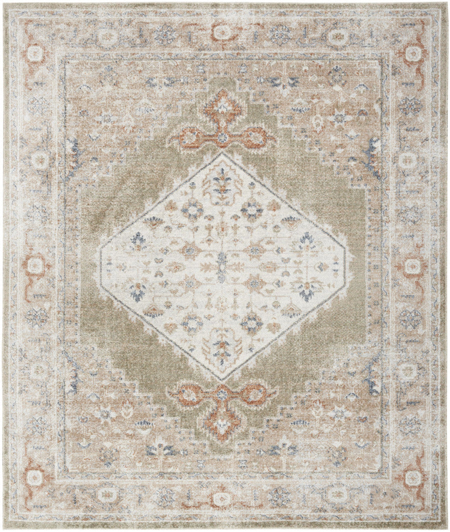 8 X 10 Sage Oriental Power Loom Distressed Washable Area Rug Image 1