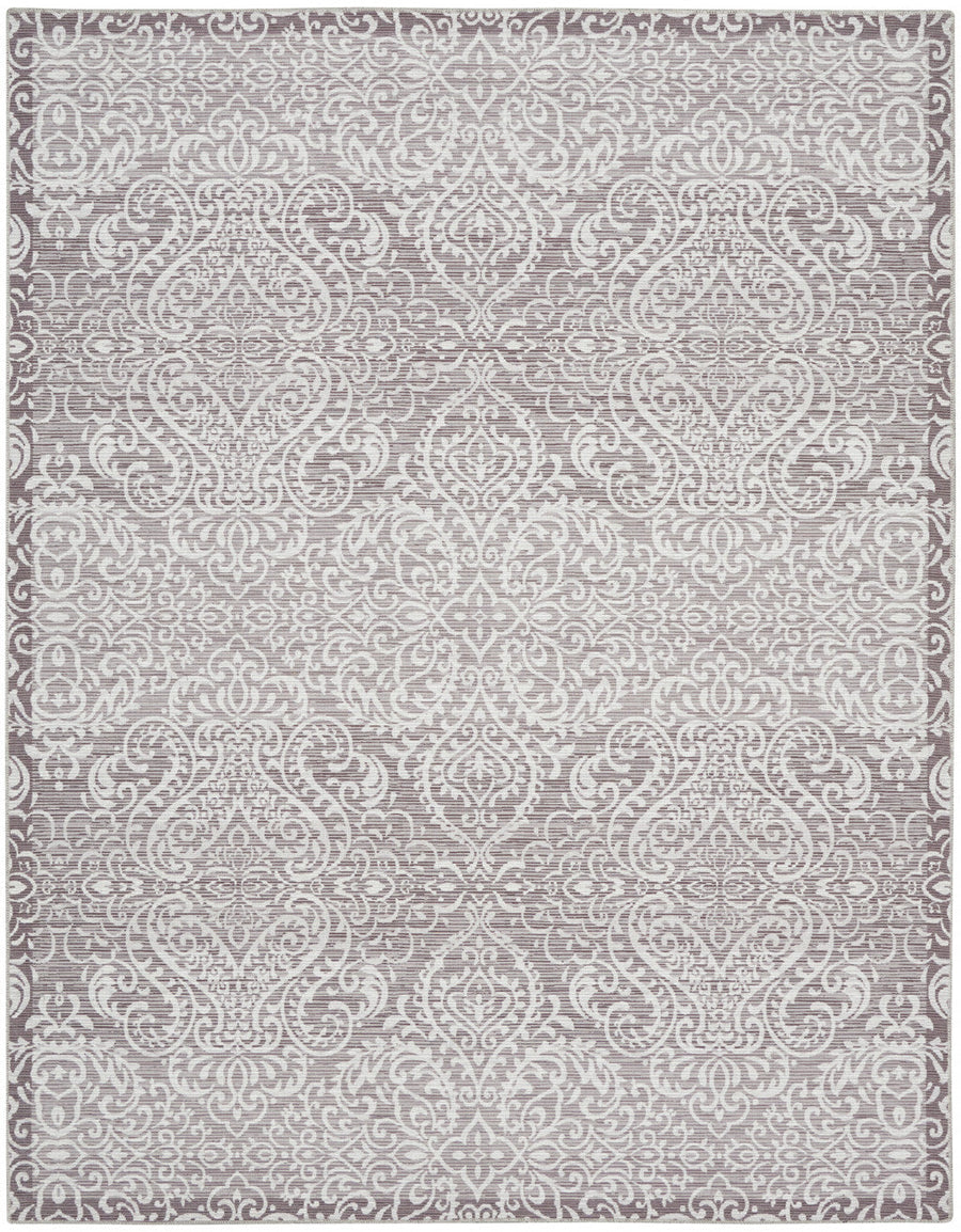 8 X 10 Stone Damask Distressed Washable Area Rug Image 1