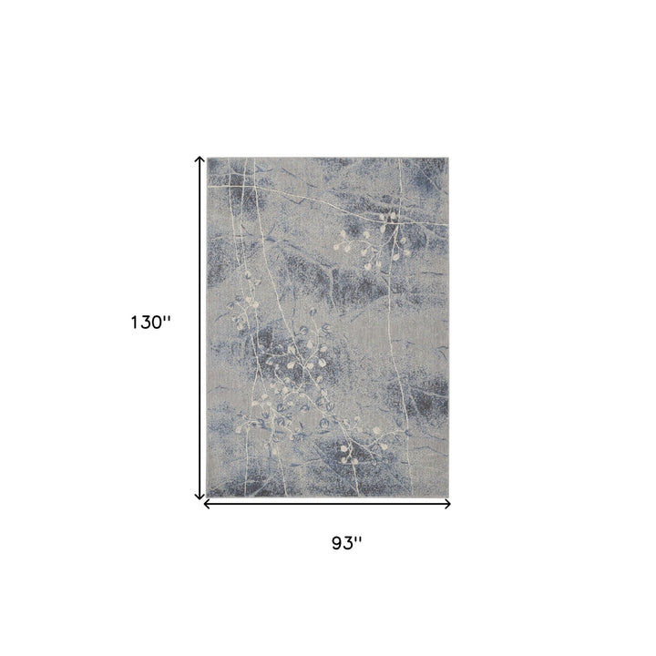 8 X 11 Blue Floral Power Loom Area Rug Image 8