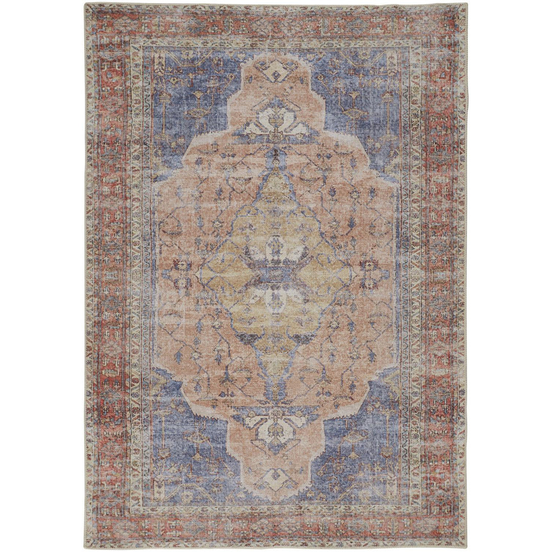 8 X 10 Red Tan And Blue Abstract Area Rug Image 3