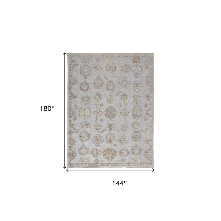 8 X 10 Ivory Silver And Tan Floral Hand Knotted Stain Resistant Area Rug Image 5