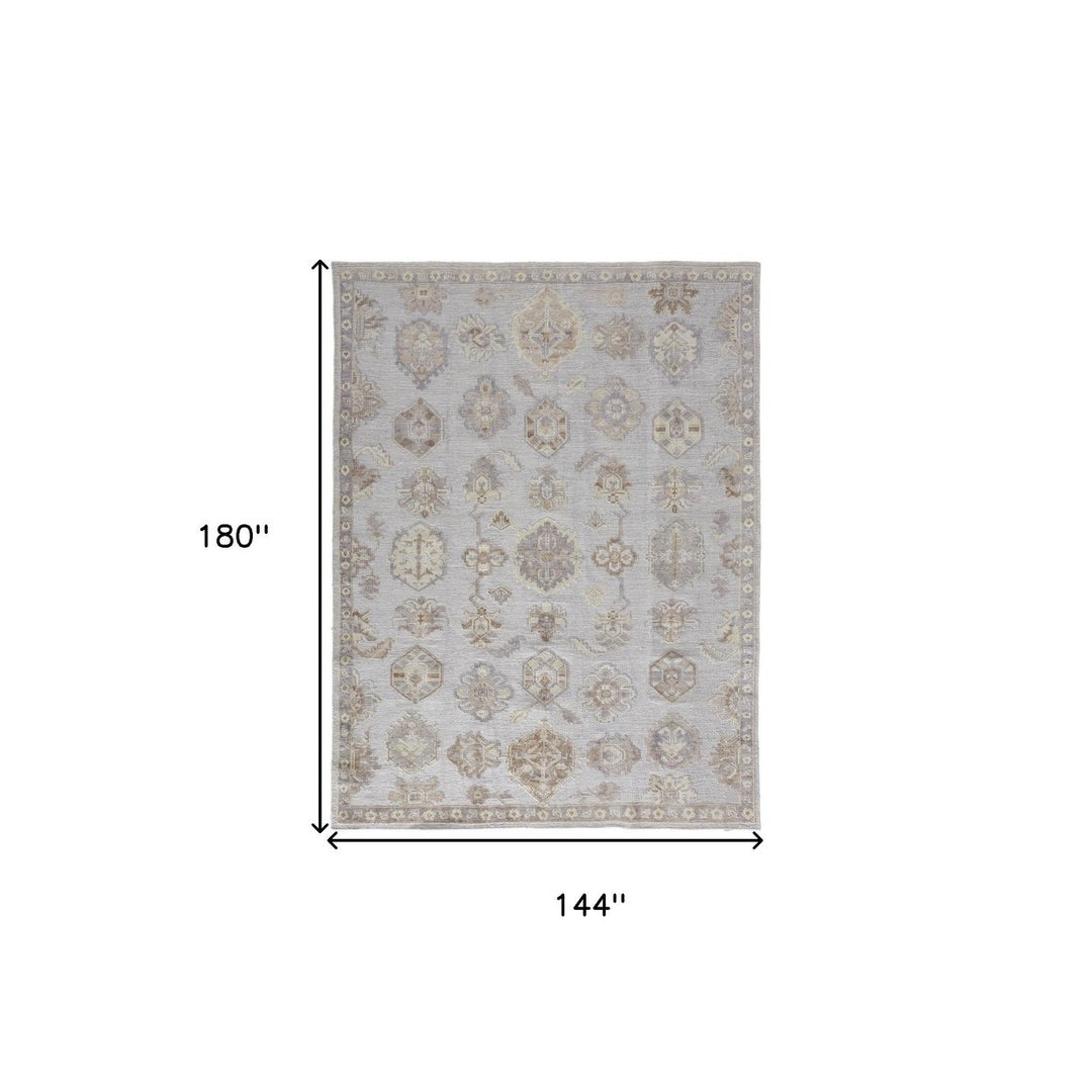 8 X 10 Ivory Silver And Tan Floral Hand Knotted Stain Resistant Area Rug Image 1