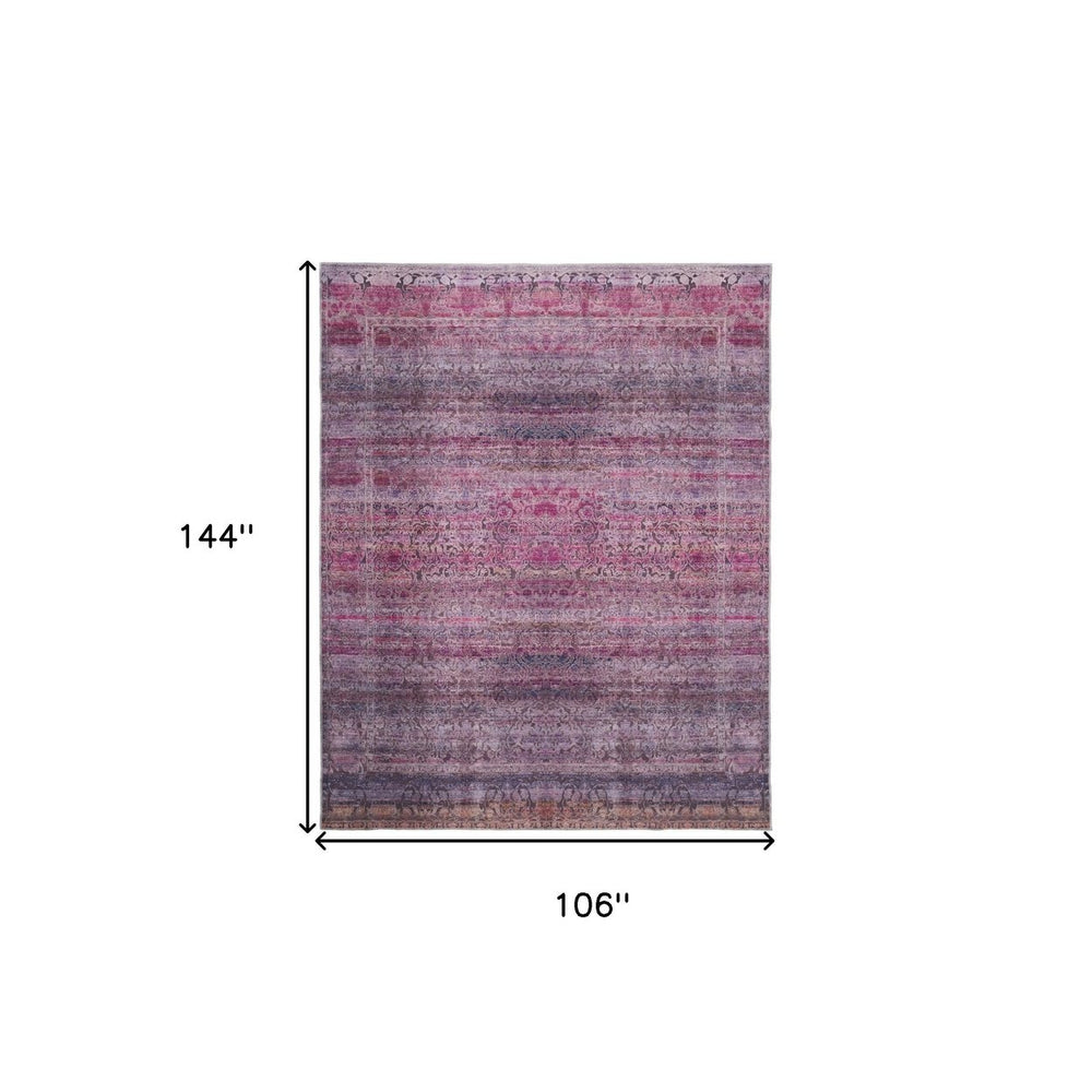 8 X 10 Pink And Purple Floral Power Loom Area Rug Image 2