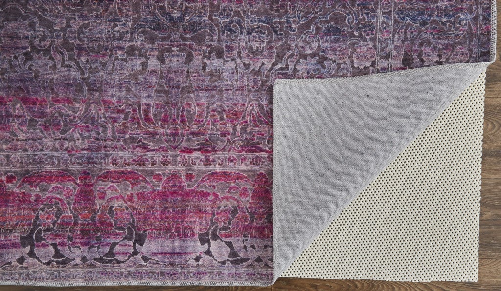 8 X 10 Pink And Purple Floral Power Loom Area Rug Image 3