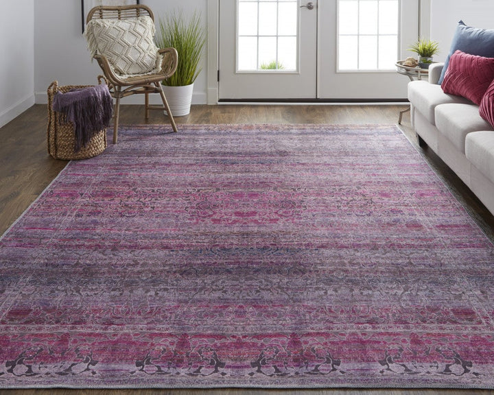 8 X 10 Pink And Purple Floral Power Loom Area Rug Image 5