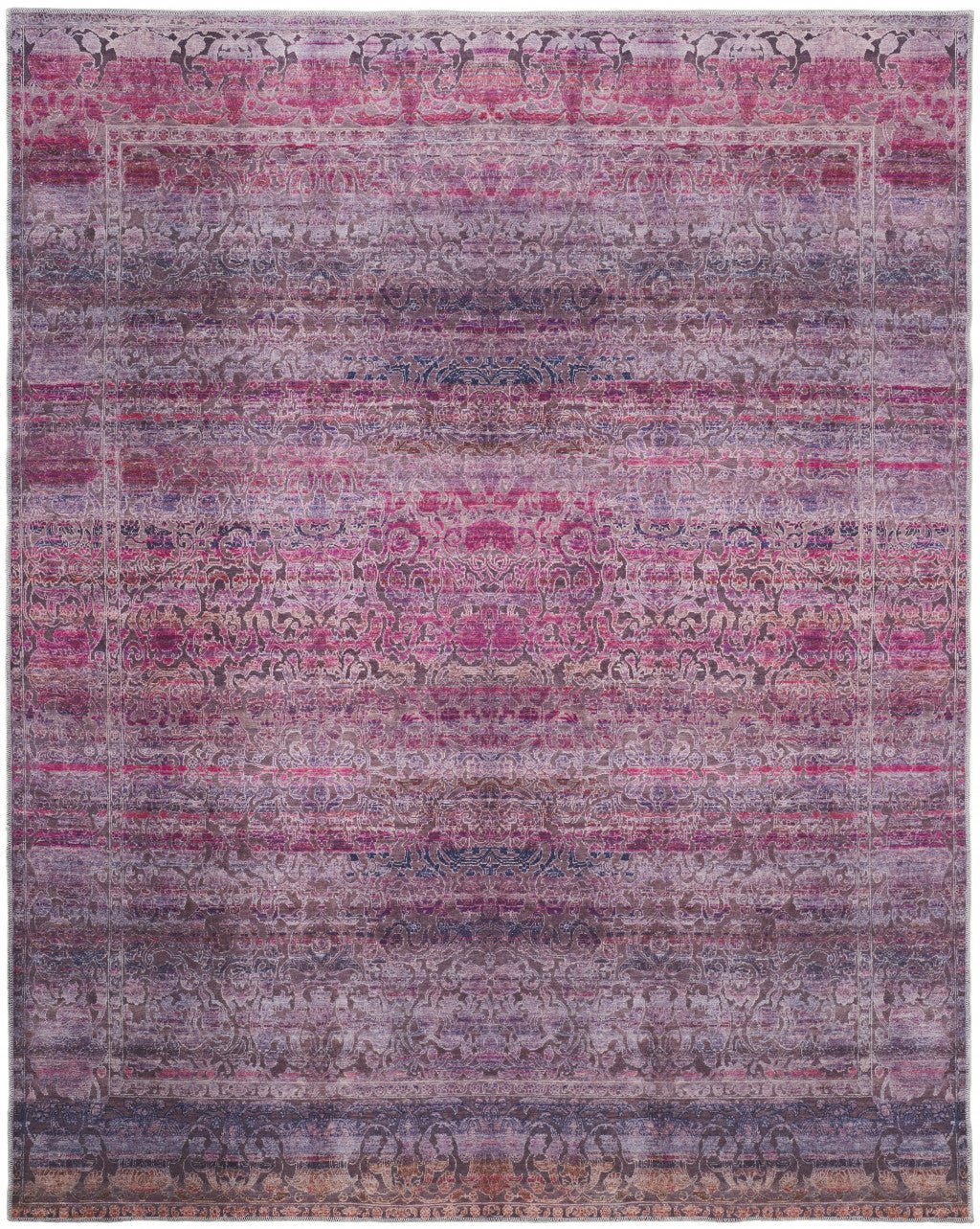 8 X 10 Pink And Purple Floral Power Loom Area Rug Image 6