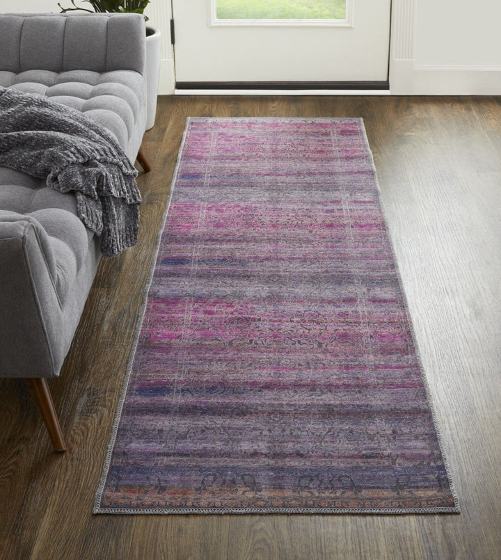 8 X 10 Pink And Purple Floral Power Loom Area Rug Image 8