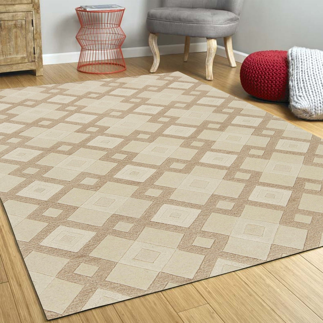 5 X 8 Wool Ivory Area Rug Image 4