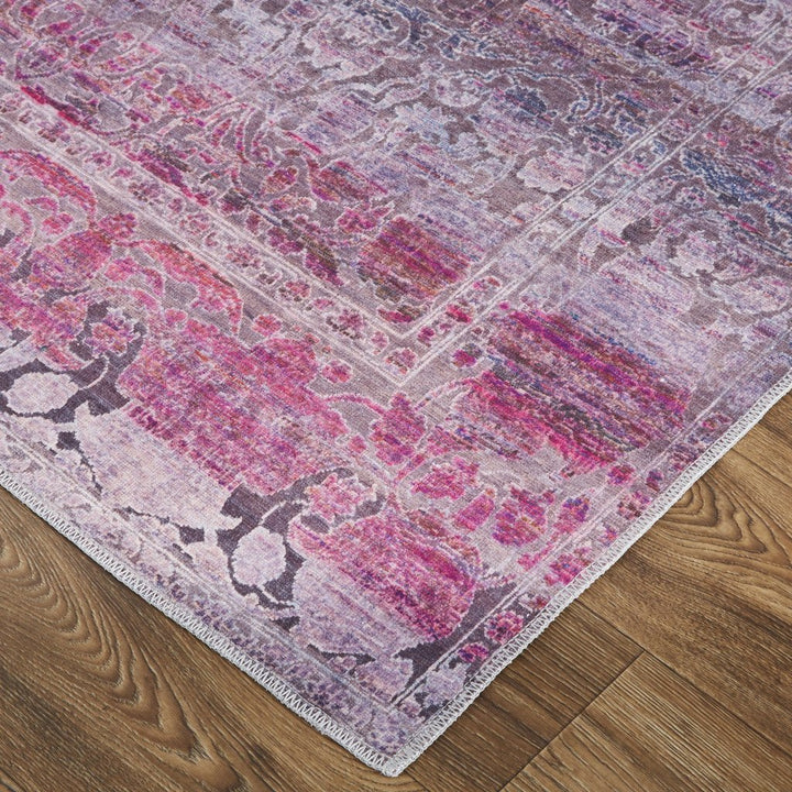 8 X 10 Pink And Purple Floral Power Loom Area Rug Image 9