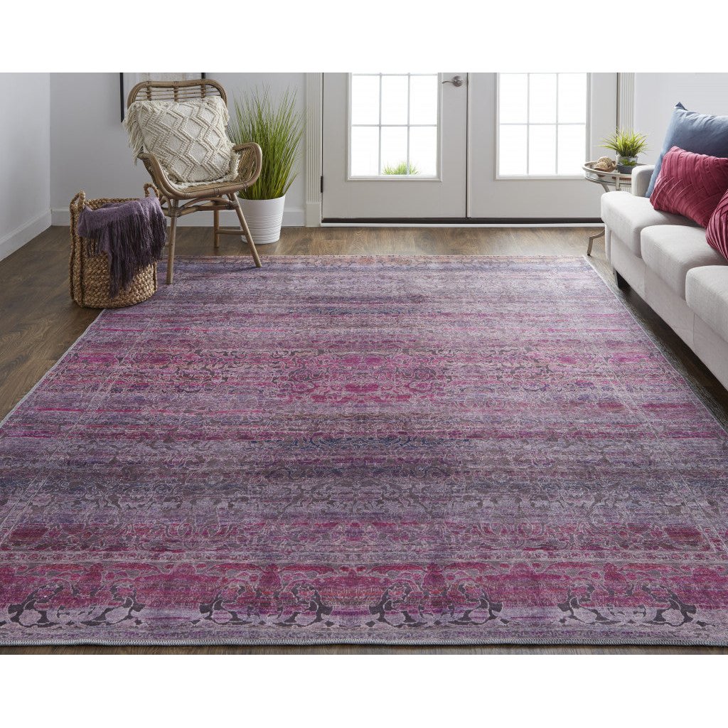 8 X 10 Pink And Purple Floral Power Loom Area Rug Image 12