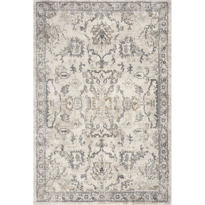 5X8 Ivory Machine Woven Distressed Floral Traditional Indoor Runner Rug Image 1