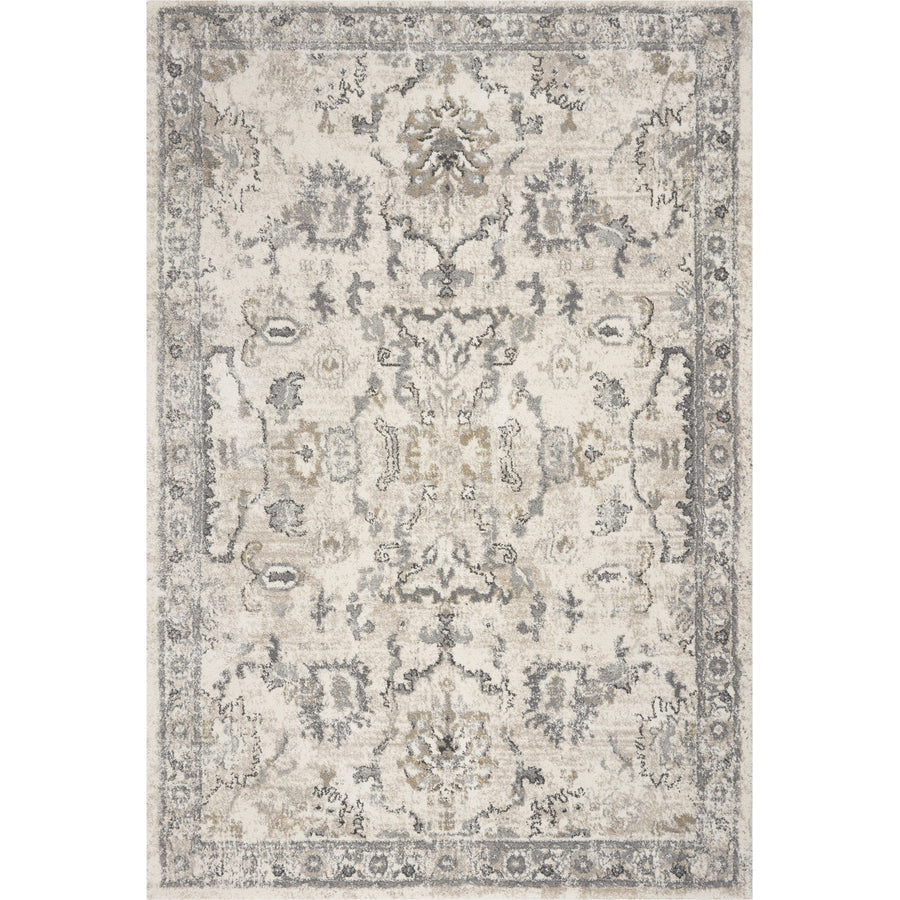 5X8 Ivory Machine Woven Distressed Floral Traditional Indoor Runner Rug Image 1