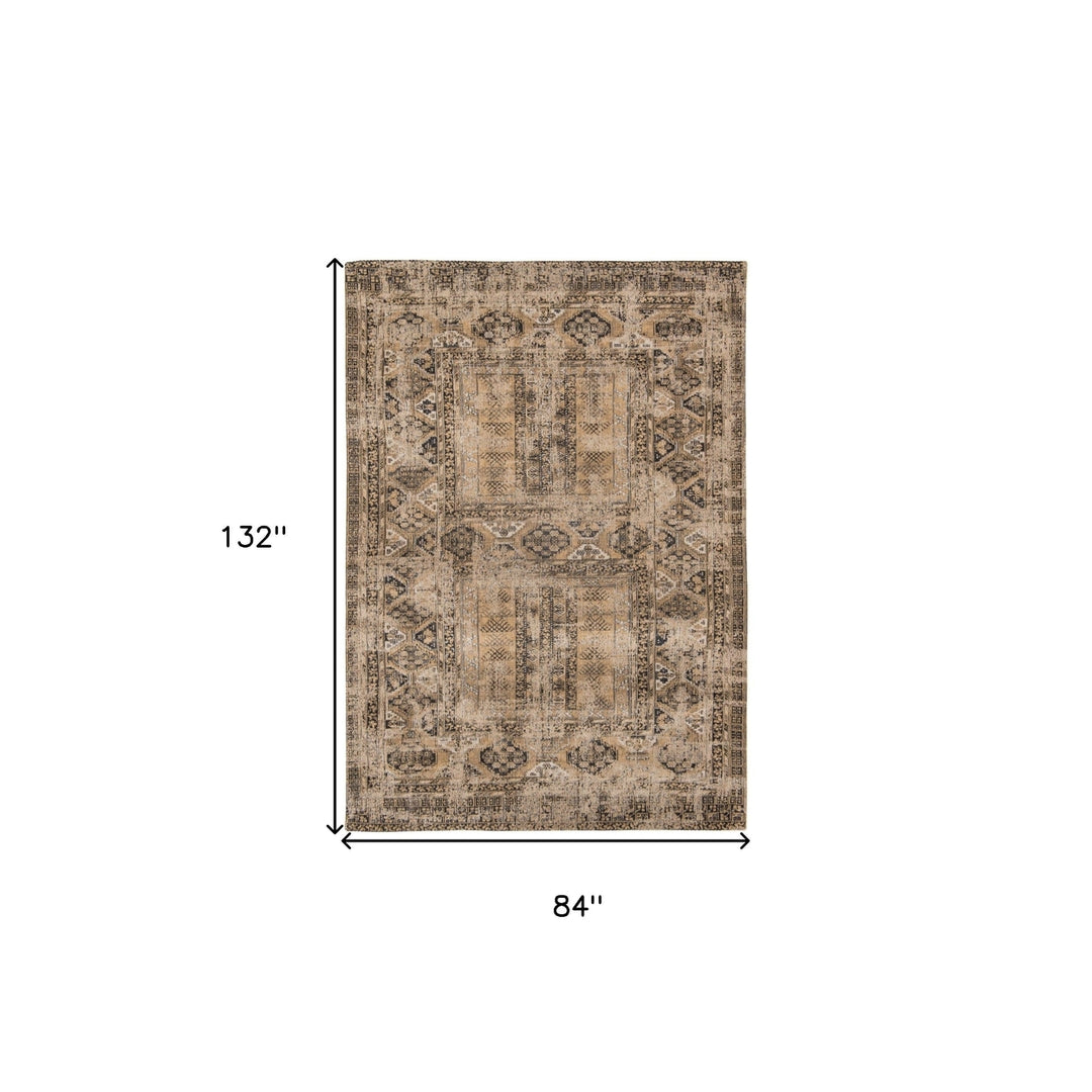 8 x 11 Brown Oriental Non Skid Area Rug Image 3