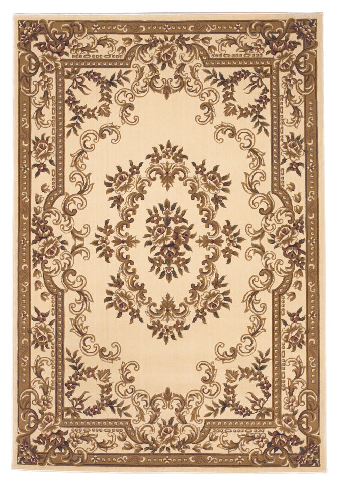 8X11 Ivory Machine Woven Hand Carved Floral Medallion Indoor Area Rug Image 4