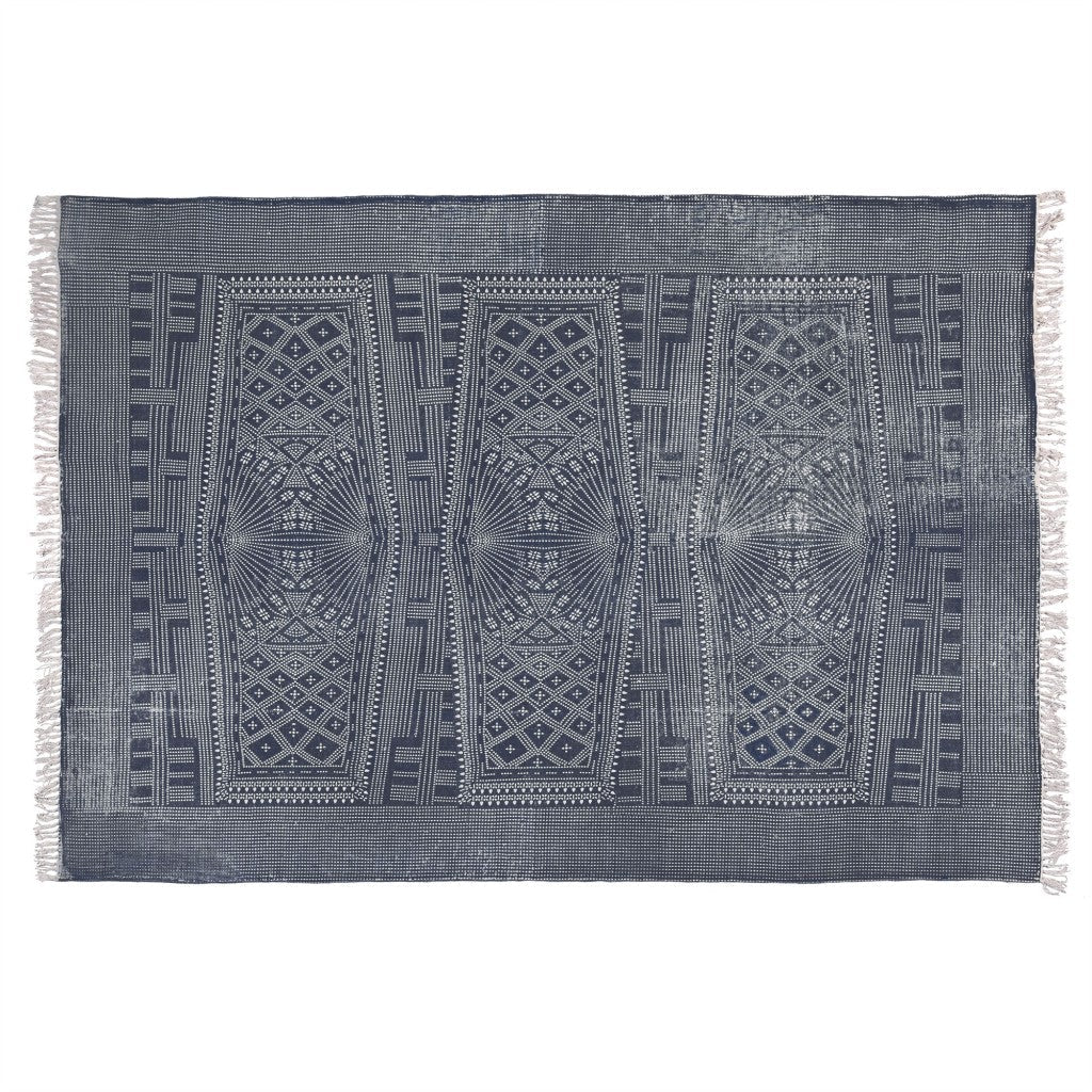 8 X 10 Blue And Ivory Batik Area Rug Image 1