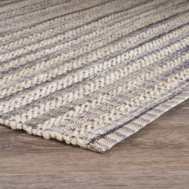 8 x 10 Brown and Gray Striped Area Rug Image 1