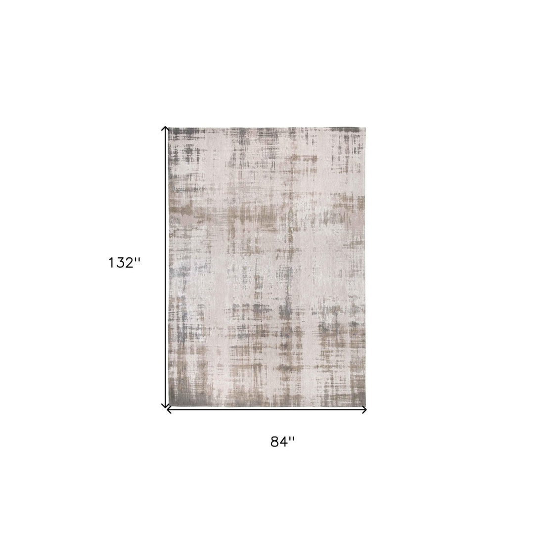 8 x 11 Gray and Beige Abstract Non Skid Area Rug Image 3