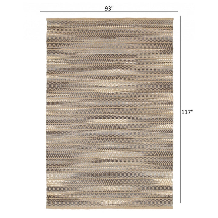 8 x 10 Gray and Tan Striated Runner Rug Image 1