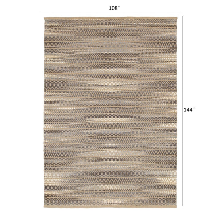 8 x 10 Gray and Tan Striated Runner Rug Image 1