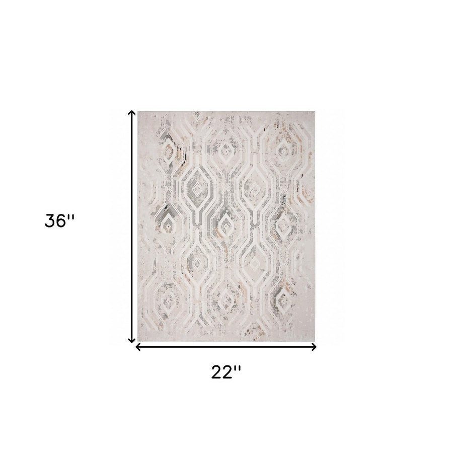 5 X 8 Cream Abstract Distressed Area Rug Image 1