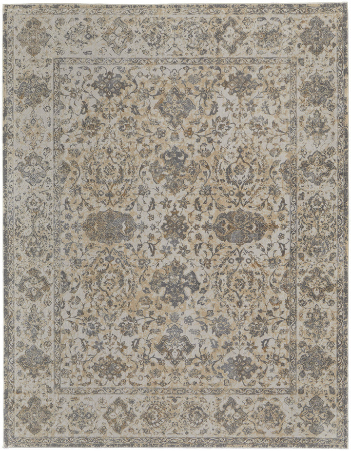 9 X 12 Ivory Tan And Gray Power Loom Area Rug Image 1