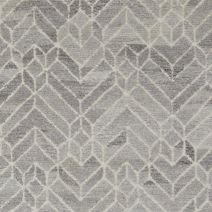 9 x 12 Gray and Ivory Wool Geometric Hand Tufted Area Rug Image 7