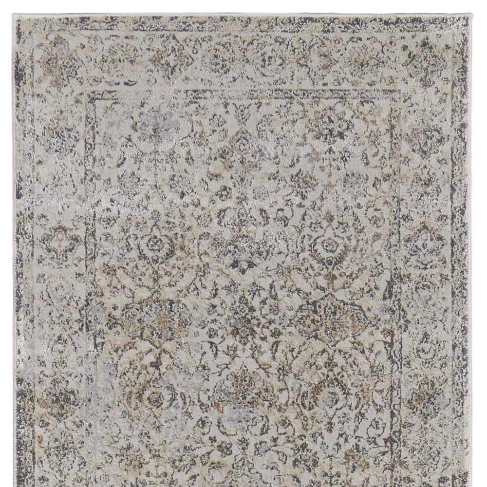 9 X 12 Ivory Tan And Gray Power Loom Area Rug Image 8