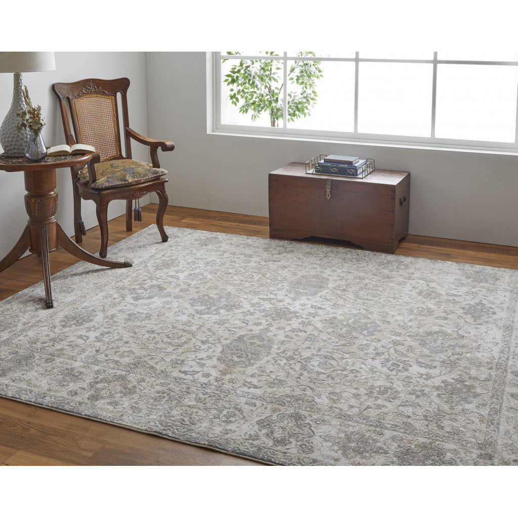 9 X 12 Ivory Tan And Gray Power Loom Area Rug Image 12