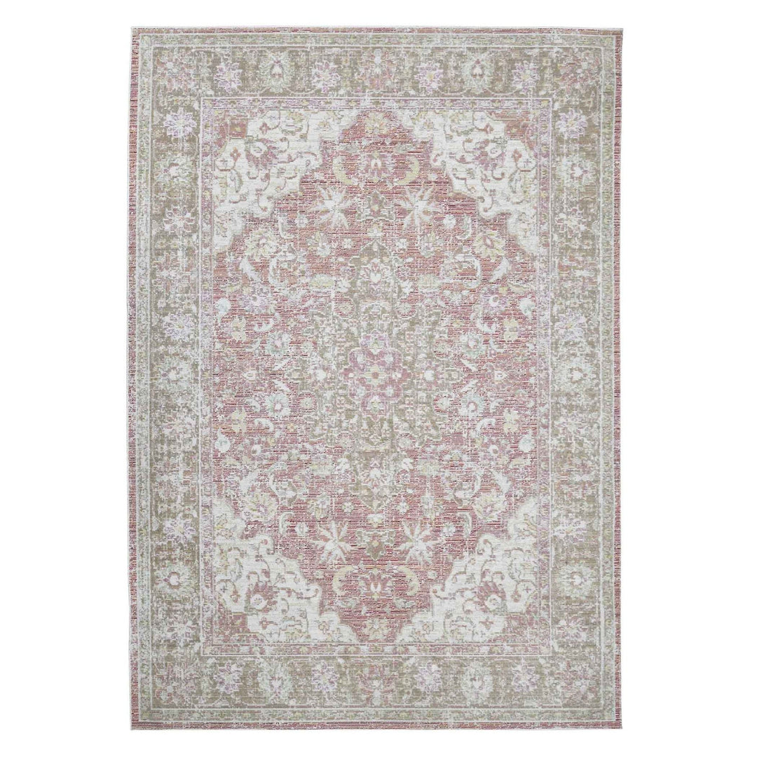 9 X 13 Coral Medallion Power Loom Area Rug Image 1