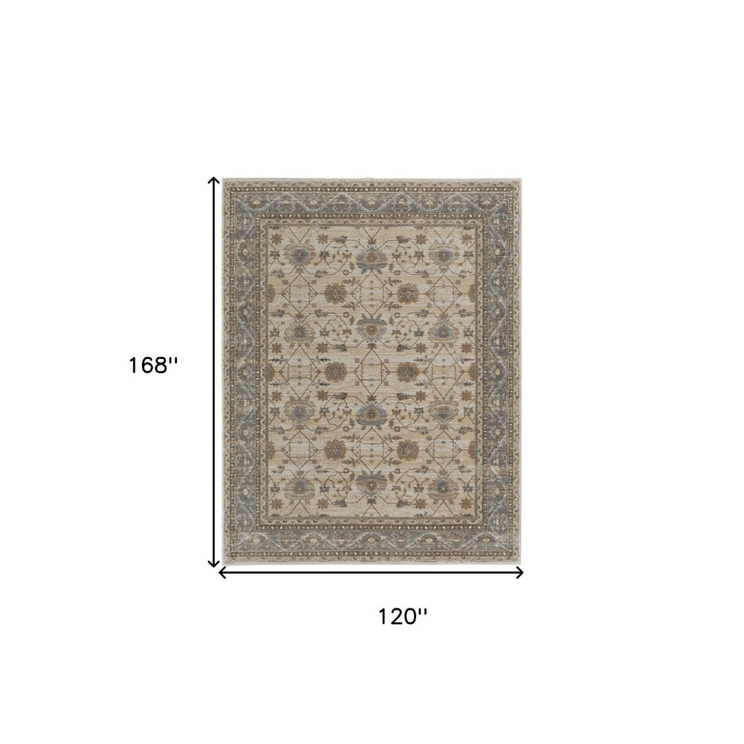 9 X 12 Tan Ivory And Gray Power Loom Area Rug Image 1