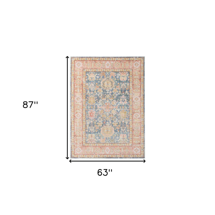 4 x 6 Coral Floral Power Loom Area Rug Image 5