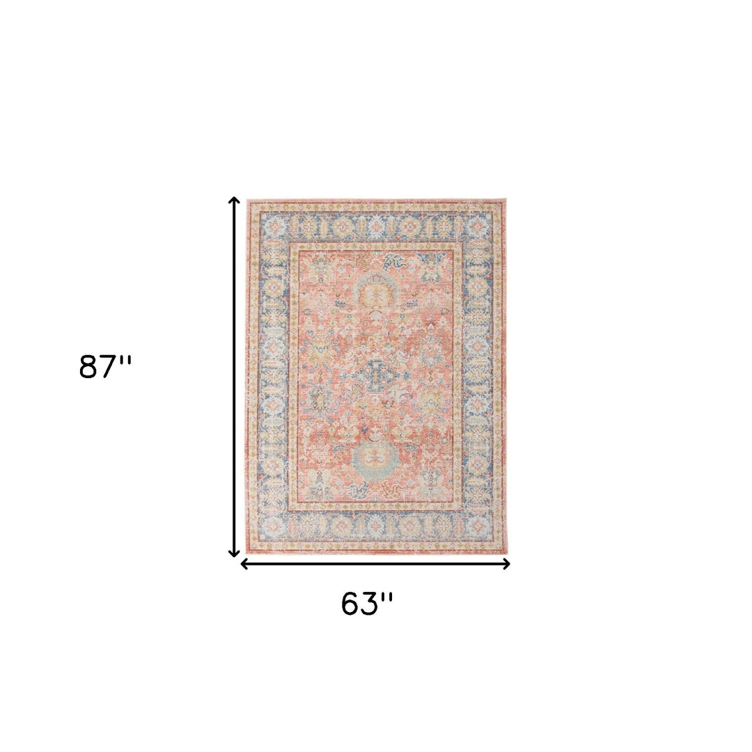 4 x 6 Coral Floral Power Loom Area Rug Image 10