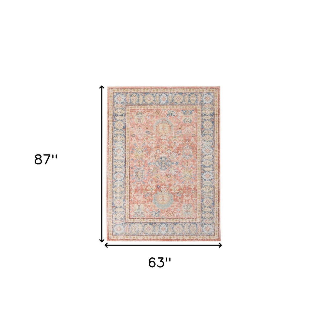 4 x 6 Coral Floral Power Loom Area Rug Image 1