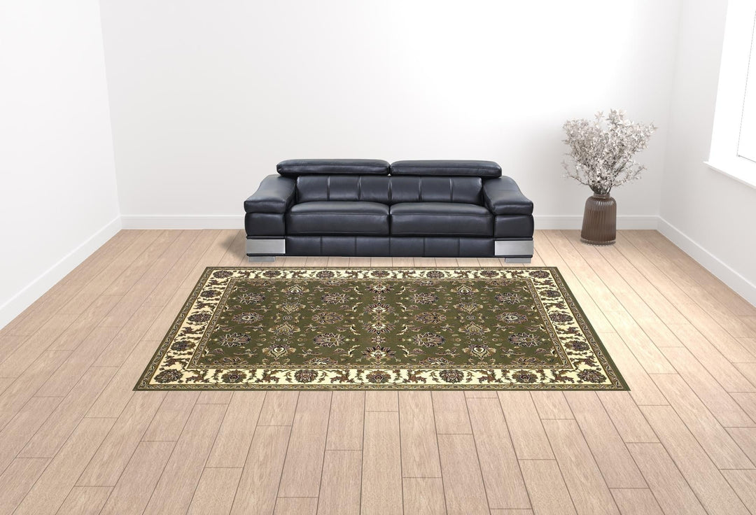 9 X 13 Polypropylene Green Or Ivory Area Rug Image 1