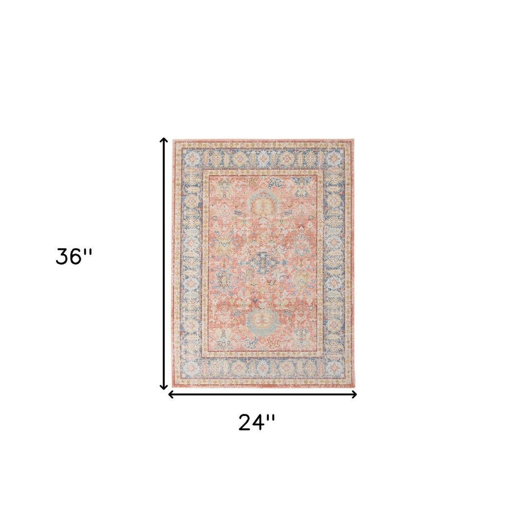 4 x 6 Coral Floral Power Loom Area Rug Image 12