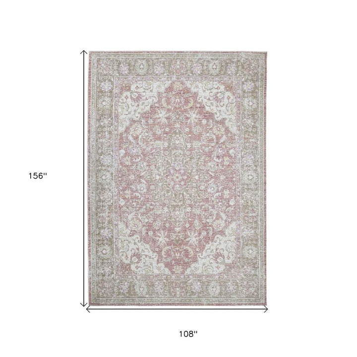 9 X 13 Coral Medallion Power Loom Area Rug Image 12