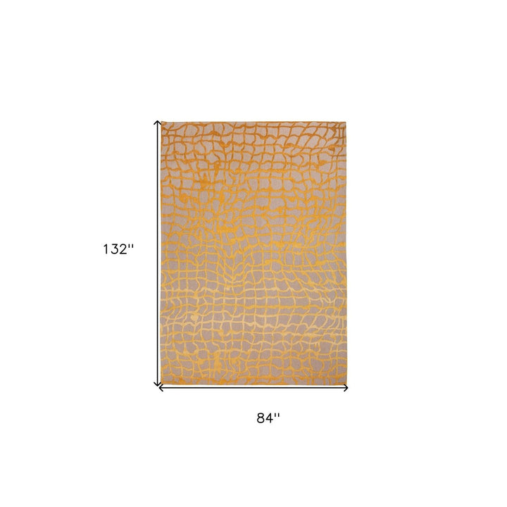 8 x 11 Gray and Orange Abstract Non Skid Area Rug Image 1