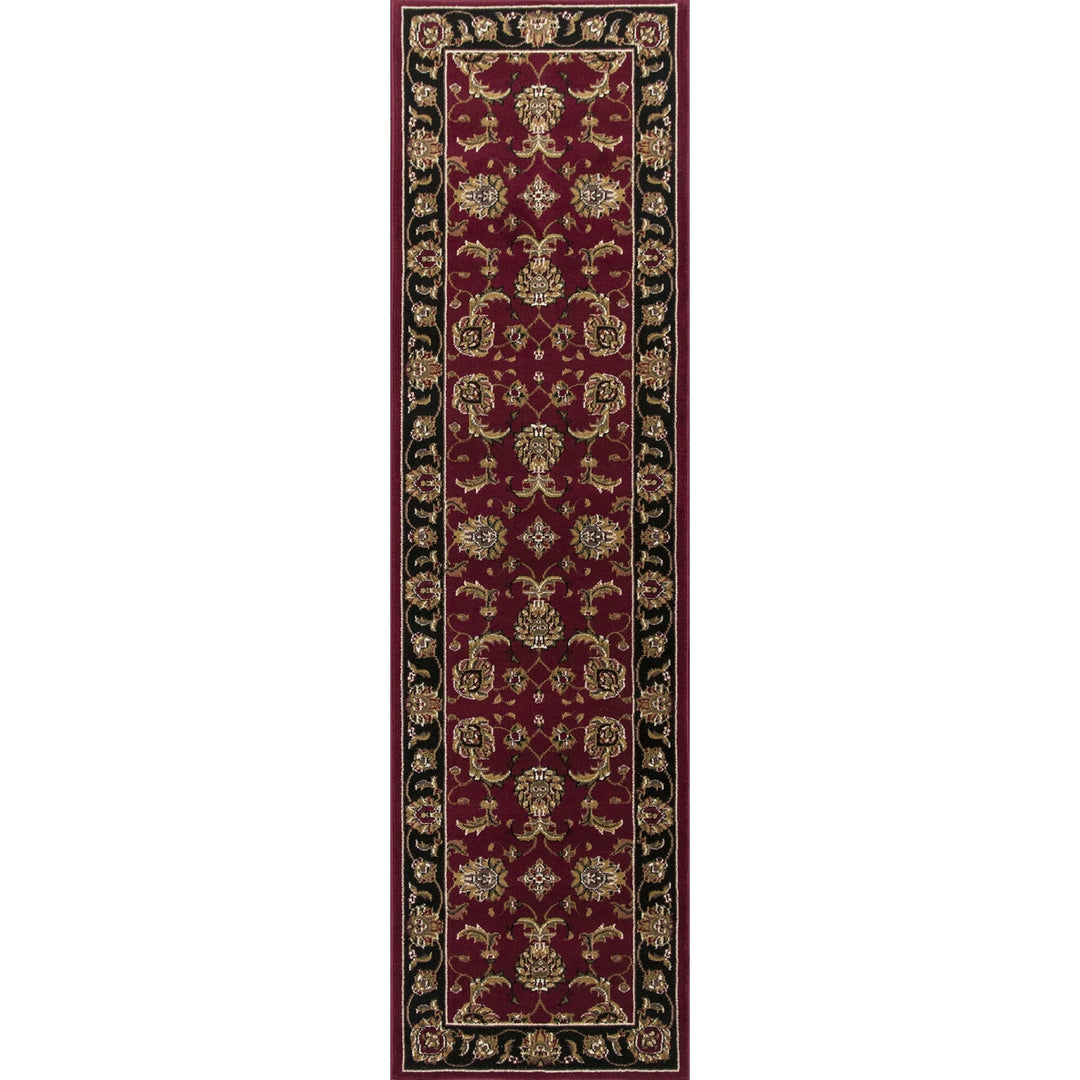 Red And Black Octagon Floral Vines Area Rug Image 5