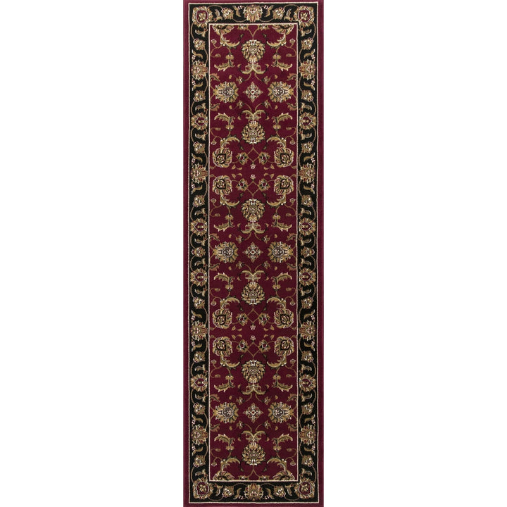 Red And Black Octagon Floral Vines Area Rug Image 5