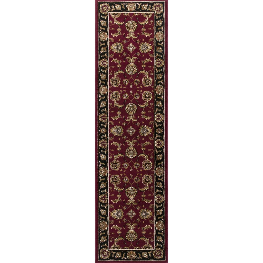 Red And Black Octagon Floral Vines Area Rug Image 1