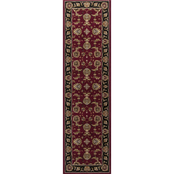 Red And Black Octagon Floral Vines Area Rug Image 1